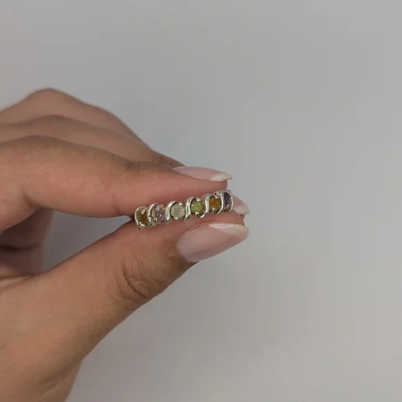 Silver multi stone ring - Picture 3 of 6